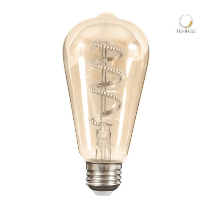 Tecnolite Foco LED Vintage, Base E27, Luz Cálida 2 700 k, Atenuable, 4.5 W, Color Cristal Ámbar, Tecnolite