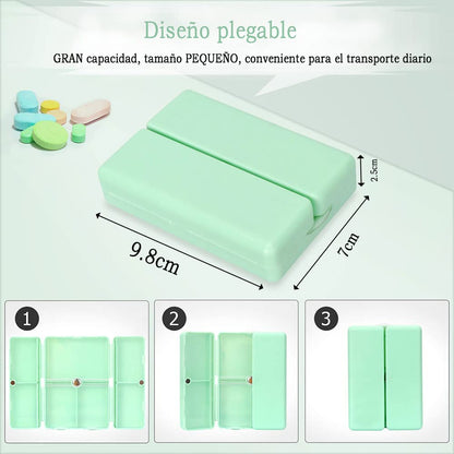 GeorgeX Pastillero Semanal de 7 Días, Pastillero Portátil de Viaje, Caja de Almacenamiento de Medicamentos con Siete Compartimentos para Medicamentos Vitamínicos y Suplementos (Verde)