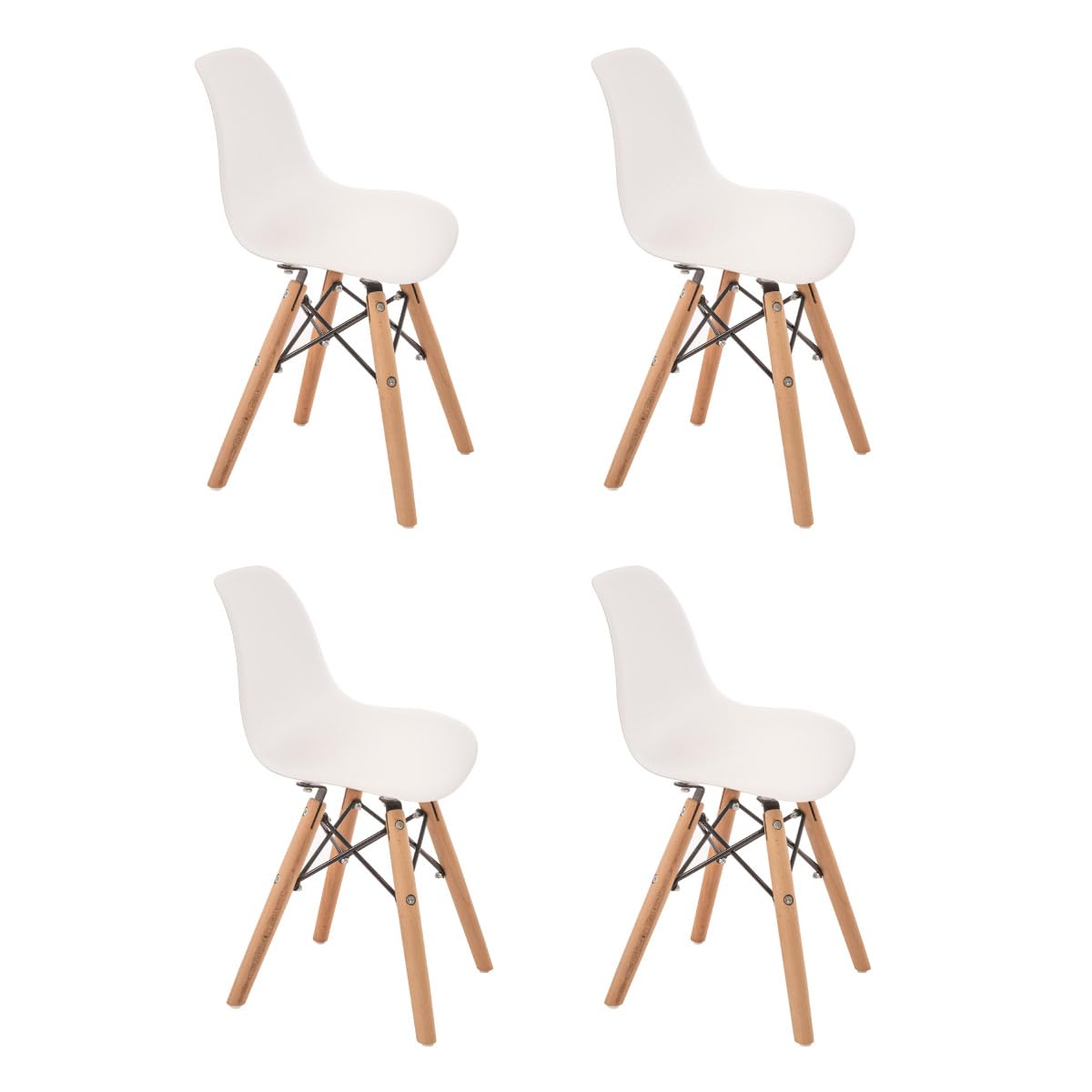 Duduk Set de 4 Sillas Infantiles Eames, Varios Colores - 31 cm x 32 cm x 56 cm - BLANCO
