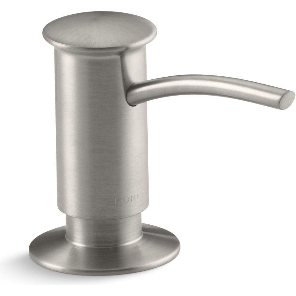 KOHLER 1895-C-VS Dispensador de jabón para Fregadero de Cocina con diseño contemporáneo, almacenar jabón líquido, líquido para lavaplatos o loción de Manos, Vibrante Inoxidable, 16 onzas