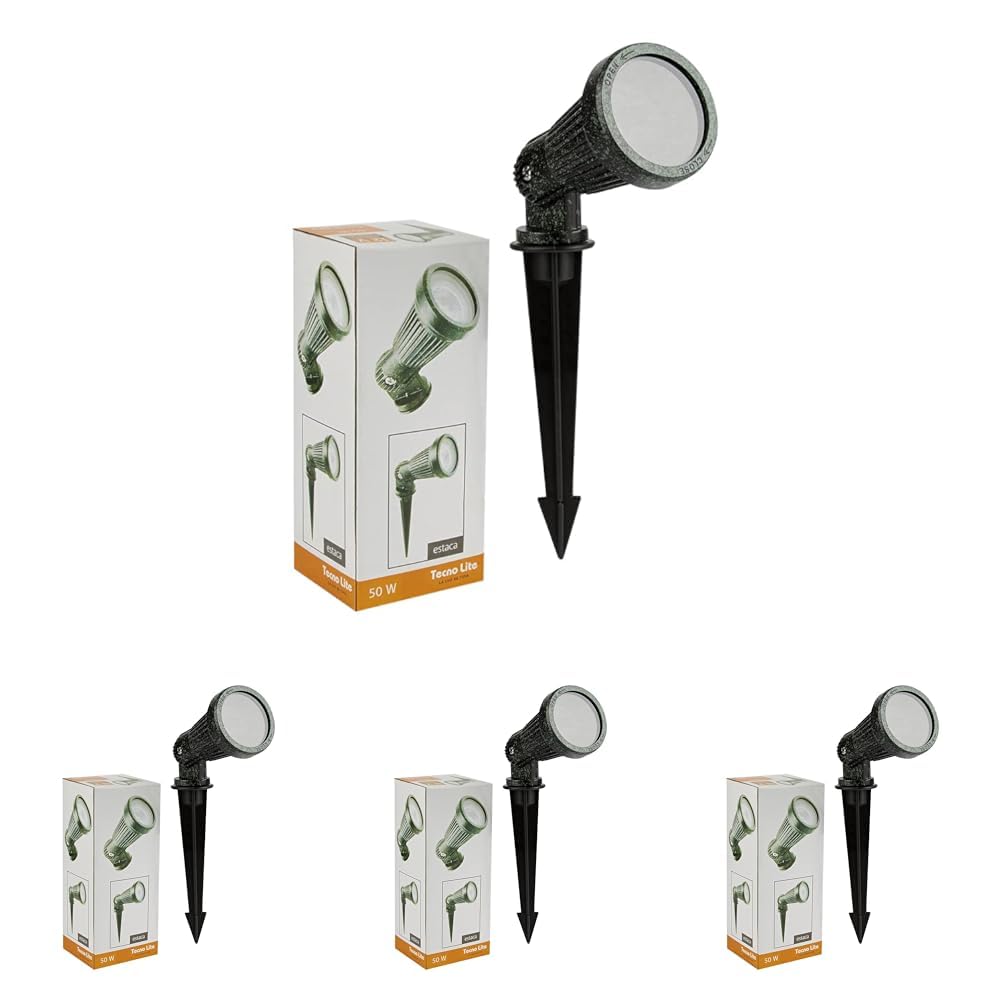 Lámpara con Estaca para Jardín, Base GU10 - Tecnolite - 1 Unidad (Paquete de 4) - Verde