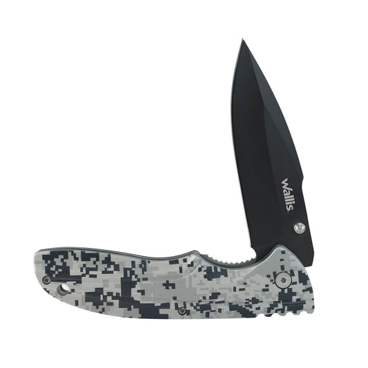 Navaja de bloqueo con mango metal, hoja lisa y clip