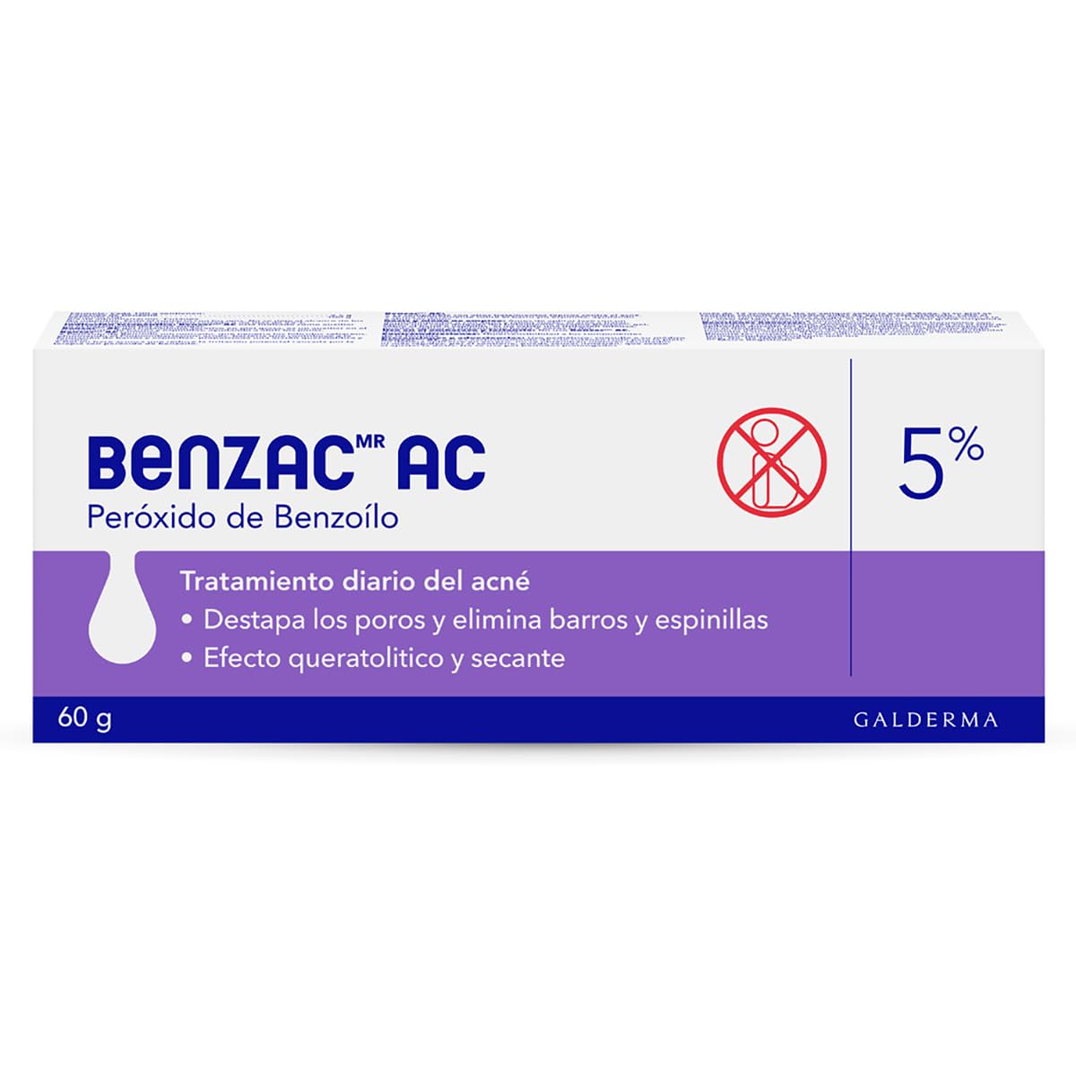 Benzac AC 5% Gel Peróxido de Benzoílo Para Acné Barros Espinillas Piel 60 g | Con peróxido de benzoílo 5% y tecnología AC; auxiliar en acné, ayuda a reducir grasa, barros, espinillas y poros tapados.