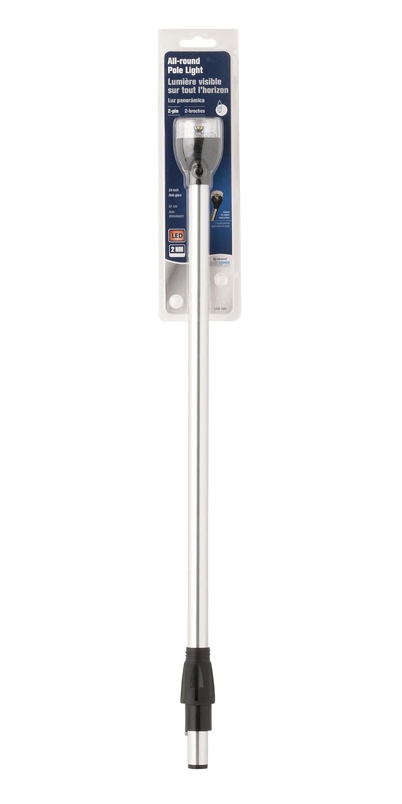 attwood 5530-24A7 - Luz de poste LED para barco marino de 24 pulgadas