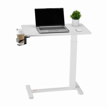 VEVOR Mesa de Cama Ajustable con Ruedas y Portavasos - computadora fijo - Color blanco.