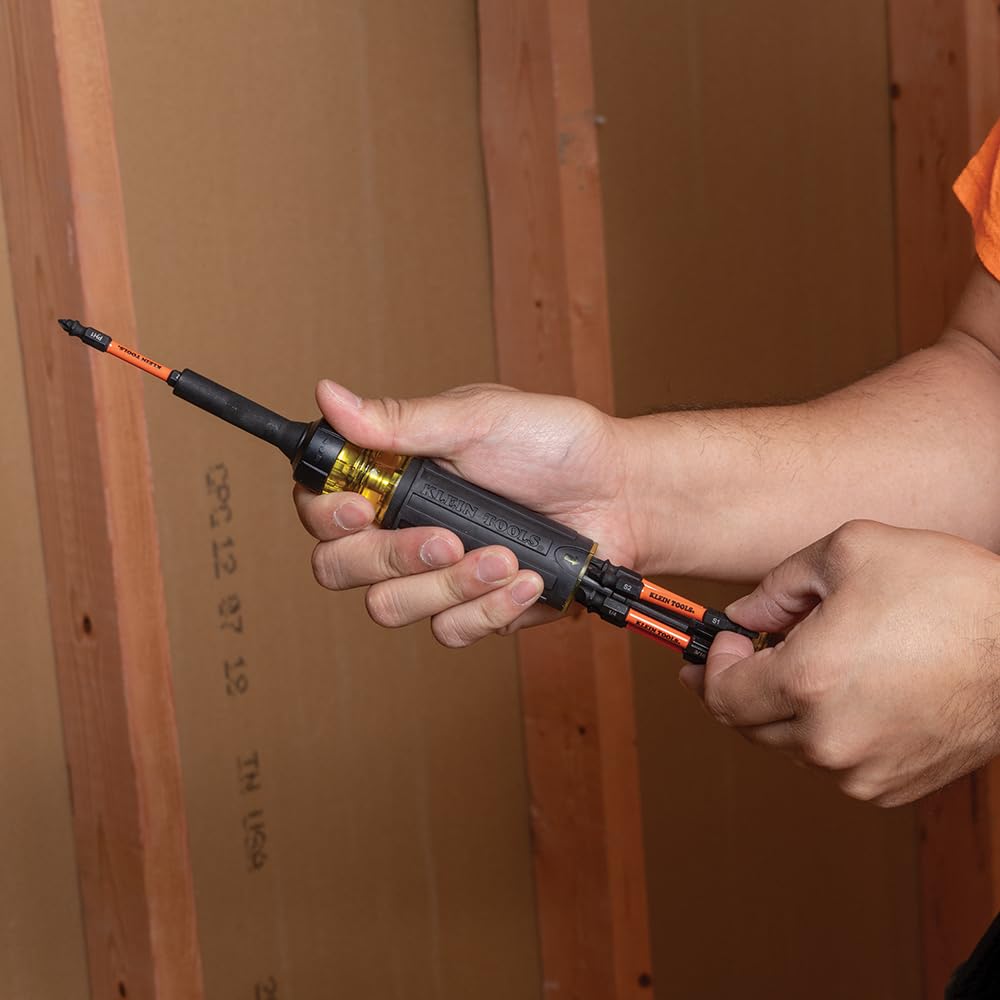 Klein Tools 32313HD Destornillador de matraca, herramienta de impacto 13 en 1, con 6 puntas de doble extremo y destornillador de tuerca de 0.6 cm