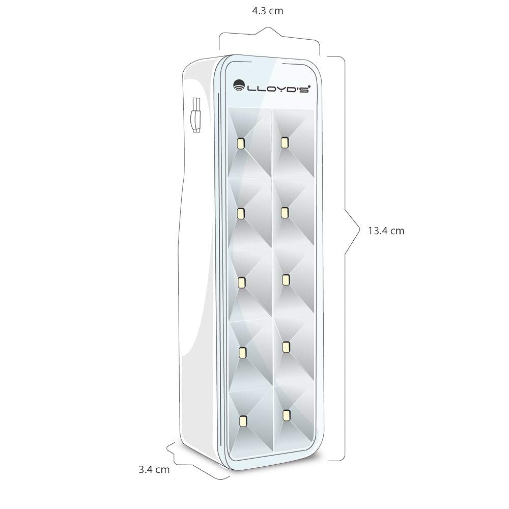 Lloyd's Duo Pack Lámparas de Emergencia Recargables, con 10 Leds SMD, 2 niveles de intensidad, hasta 10 Horas de duración, encendido automático al fallar la luz y clavija retráctil.