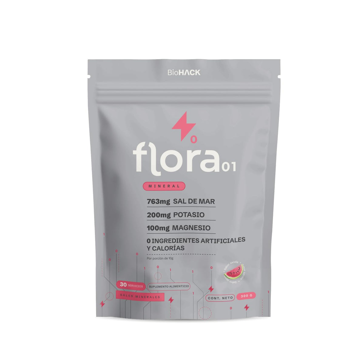 Flora 01 Mineral Suplemento de Electrolitos Esenciales, 30 Porciones - Sandía