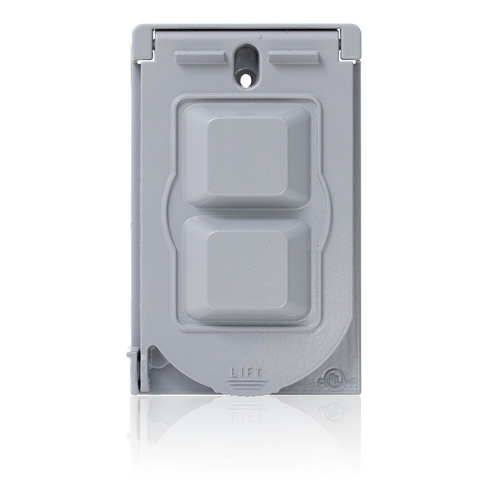 Leviton 0WM1V-0GY Placa para Intemperie de Aluminio para Receptáculo Dúplex, color Gris