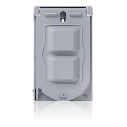 Leviton 0WM1V-0GY Placa para Intemperie de Aluminio para Receptáculo Dúplex, color Gris