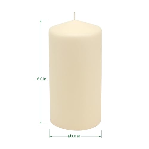 Stonebriar 6 Pack Tall 3 x 6 Inch 65 Hour Long Burning Unscented Ivory Wax Pillar Candles