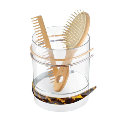 InterDesign Clarity Caja organizadora para Guardar Productos para el Cabello, contenedor plástico con Dos divisiones, Transparente