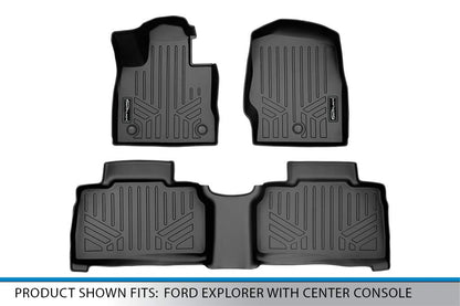 SMARTLINER Juego de Alfombrillas de Piso de Ajuste Personalizado para Todo Tipo de Clima, Compatible con Ford Explorer 2020-2023