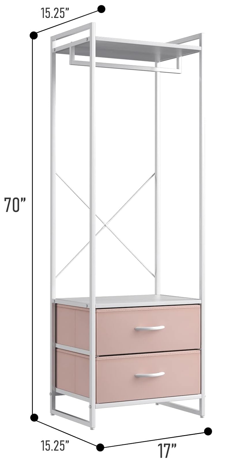 Sorbus Premium Cothing Rack with Drawers - Heavy Duty Wardrobe Closet with Metal Frame & Wooden Top - 70Inch Tall Garment Rack- Lightweight Freestanding Coat Closet - Multipurpose for Hallway, Bedroom