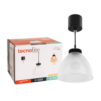 Tecnolite Lámpara Colgante LED de Cristal Redondo 5CTLLED102MV30CT, 5 W, 1.10 m, Luz Cálida Brillante, Transparente