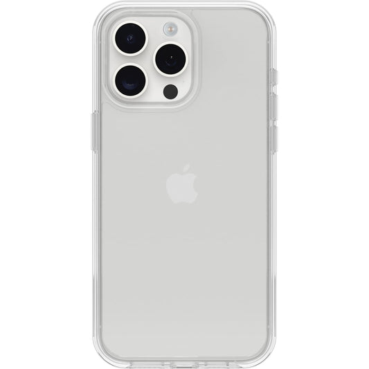 OtterBox - Funda Transparente para iPhone 15 Pro MAX (únicamente) Symmetry - Transparente, Ultra Elegante, Compatible con Carga inalámbrica, Bordes elevados Que protegen la cámara y la visualización