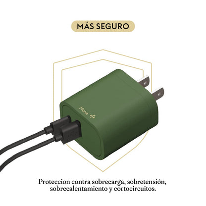 Hune Cargador De Pared Sustentable USB + Tipo C Carga Rápida