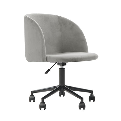 Alterego Silla de Oficina Giratoria Bliss en Terciopelo Gris con Altura Ajustable y Asiento Acolchado