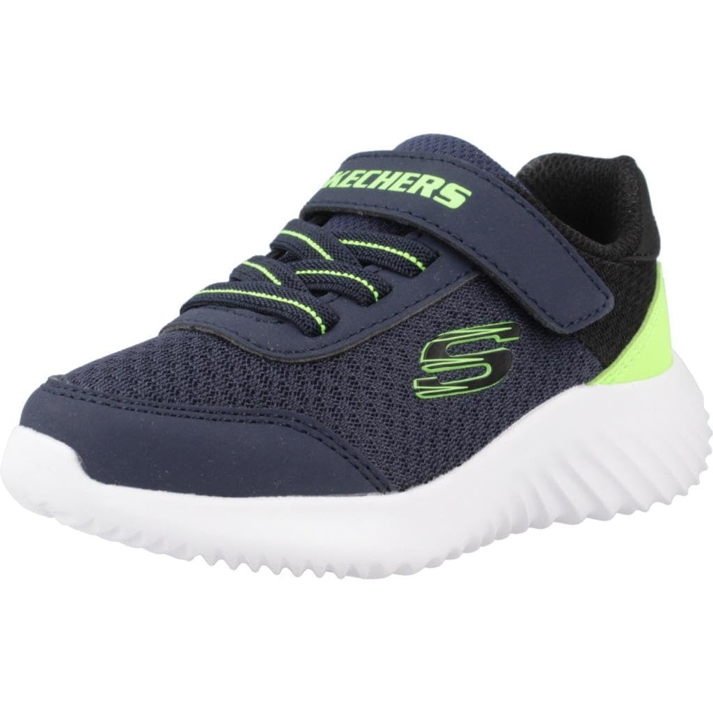 Skechers Bounder tenis para niño - 16.0 cm - Azul Marino - Verde Lima