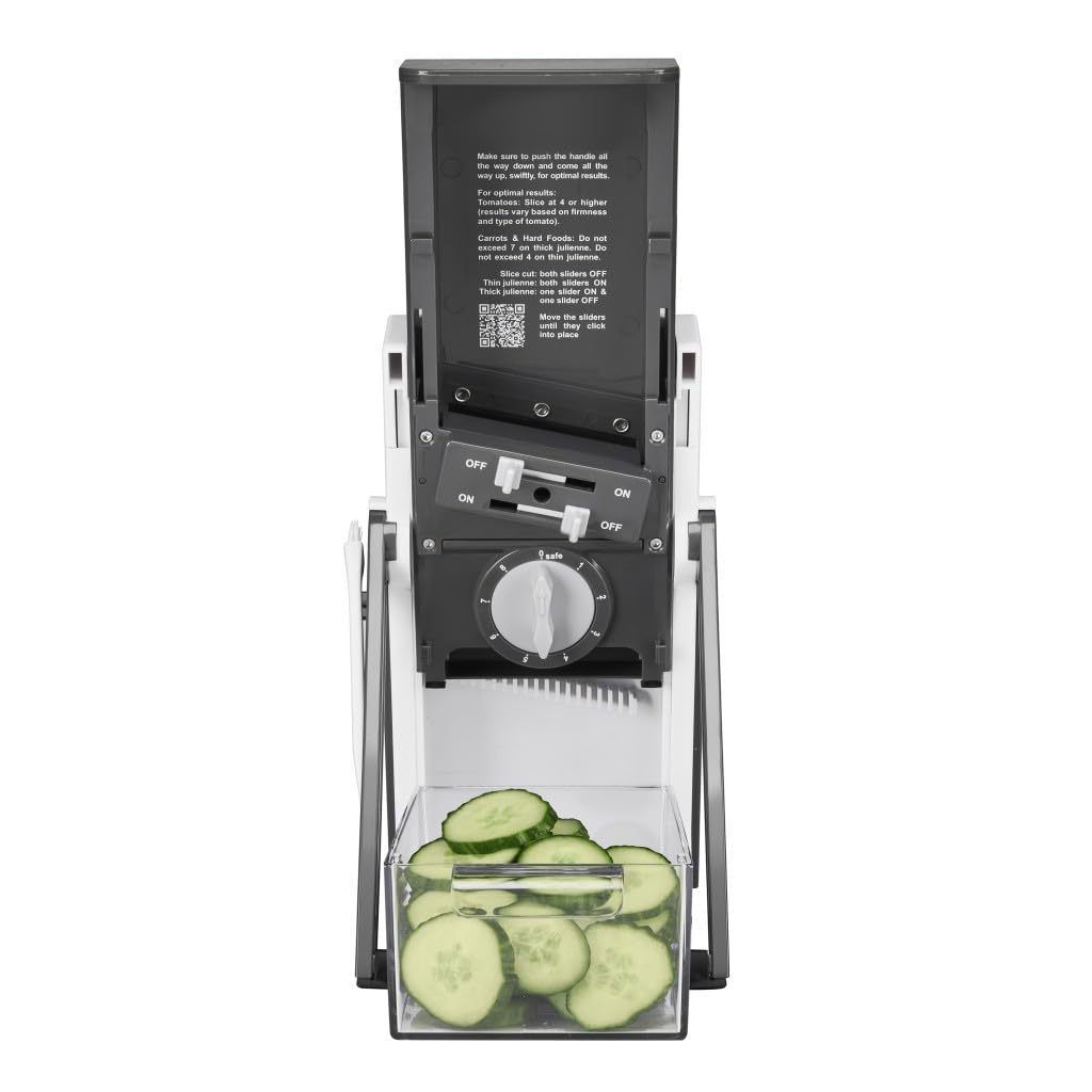 Cuisinart Mandolina Vertical Precision Slice Ajustable | Mandolina compacta y plegable, Tubo de alimentación extra ancho se adapta fácilmente a los cortes más grandes de alimentos