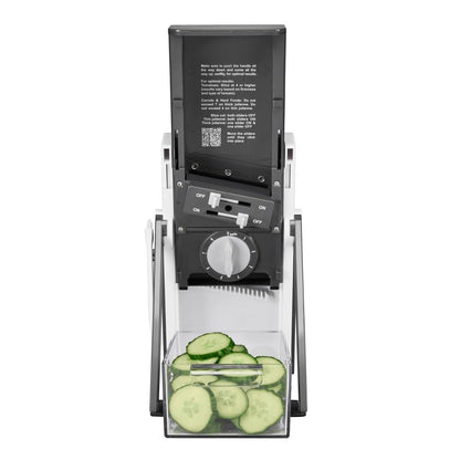 Cuisinart Mandolina Vertical Precision Slice Ajustable | Mandolina compacta y plegable, Tubo de alimentación extra ancho se adapta fácilmente a los cortes más grandes de alimentos