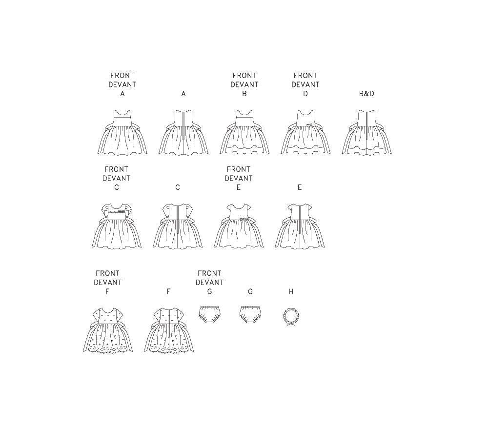 McCall's Patterns M6015 - Patrones de Costura para Vestidos con Forro para bebés, Bragas y Diadema, Todos los tamaños