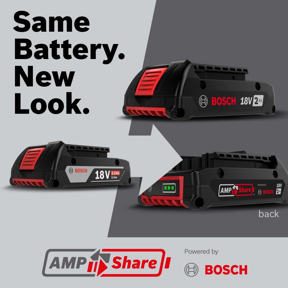 BOSCH BAT612-2PK Baterías de alimentación estándar de iones de litio de 18 V, 2 Ah