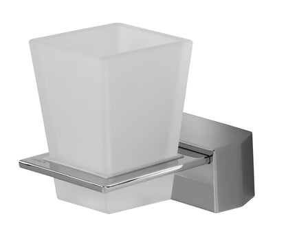 Urrea, Porta Cepillos de Empotrar con Vaso de Cristal, Modelo Quadro, Acabado Acero Inoxidable, CU.07.9