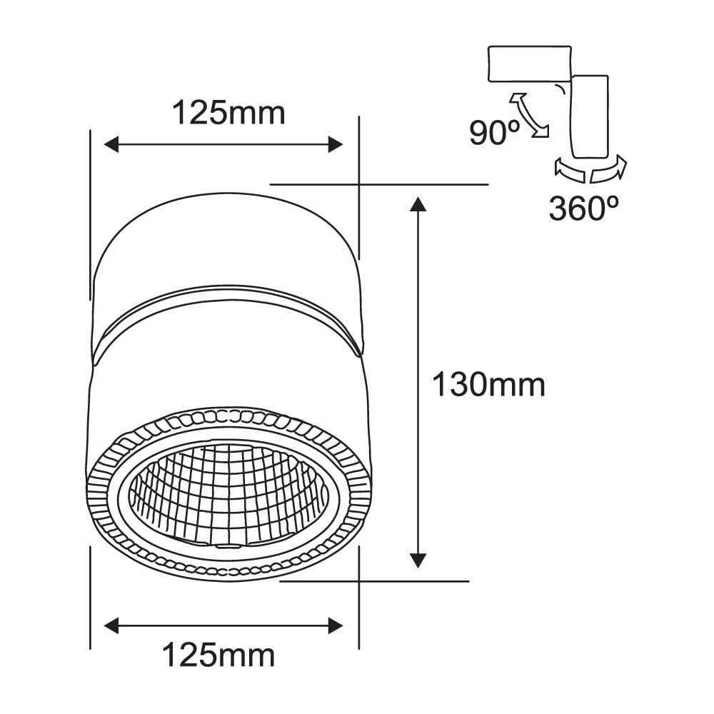 Tecnolite Lámpara Spot LED de Sobreponer Dirigible 24 W, Luz Suave Cálida, No atenuable, LED integrado