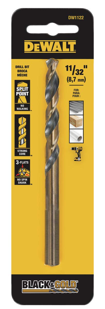DEWALT DW1122 G Broca HSS Óxido Negro, 11/32 pulgadas