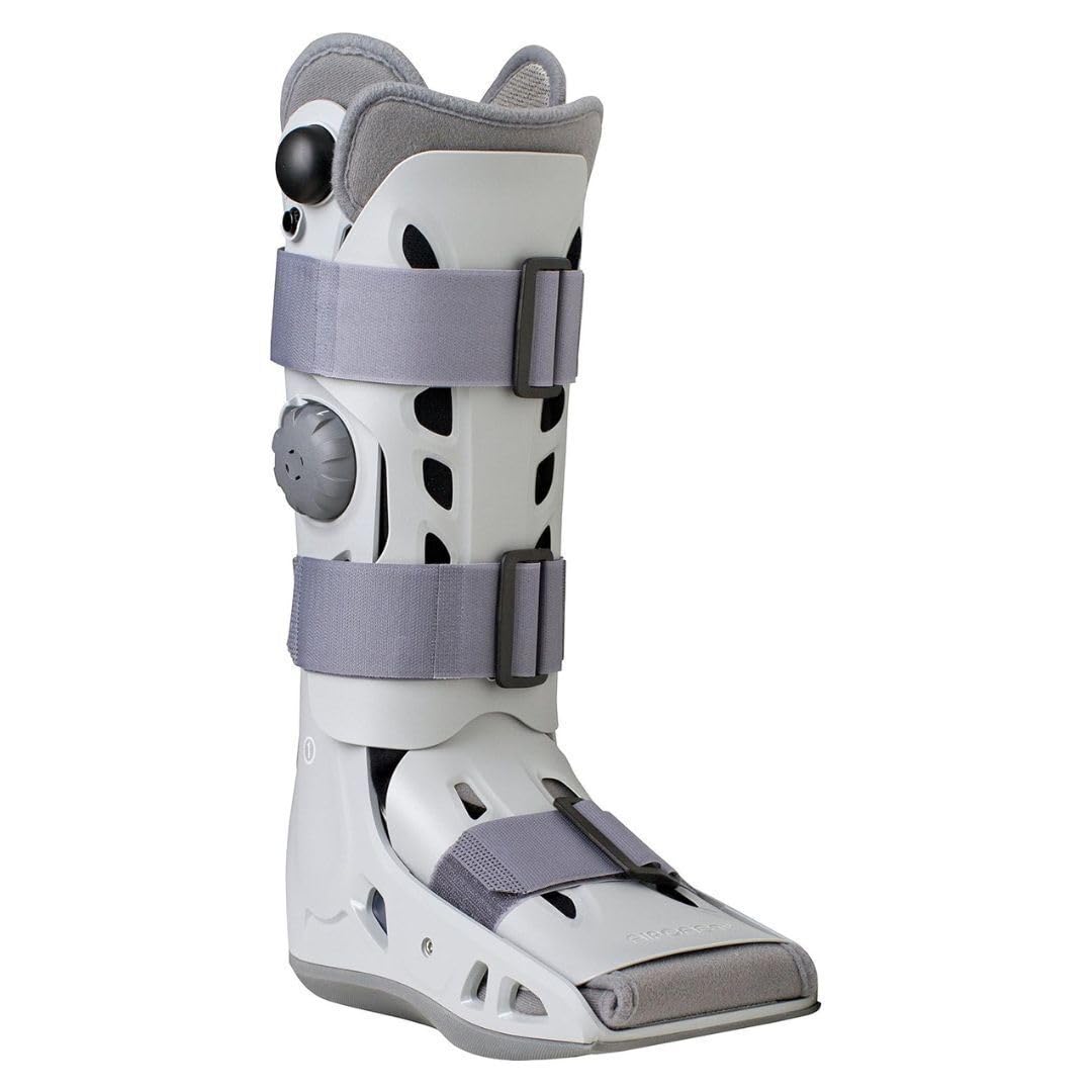 Aircast Airselect Elite Walker Boot, ajuste universal, mediano (gris) | Carcasa semirrígida, celdas de aire dúplex para control de edema, inflado integrado