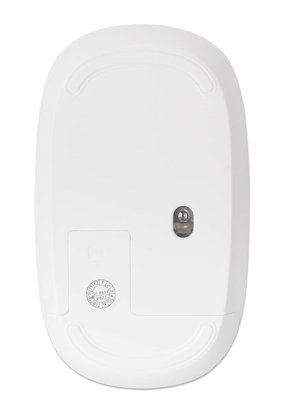 Manhattan 190329 Mouse Óptico Inalámbrico USB Blanco 1200 dpi con Nano Receptor | Mouse Ergonómico Ambidiestro para PC y Mac, Accesorios para Computadora y PC Gamer