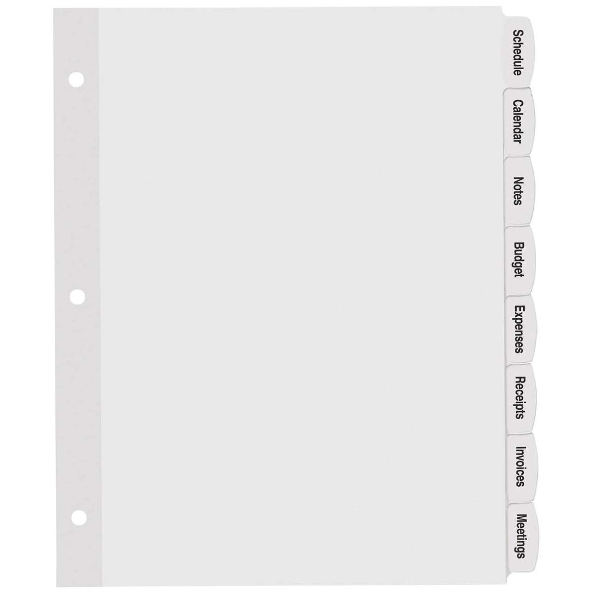 Avery - Separadores de etiquetas blancas imprimibles con pestañas grandes para carpetas de 3 anillos, 8 pestañas por juego, blanco, ideal para suministros de oficina, suministros escolares