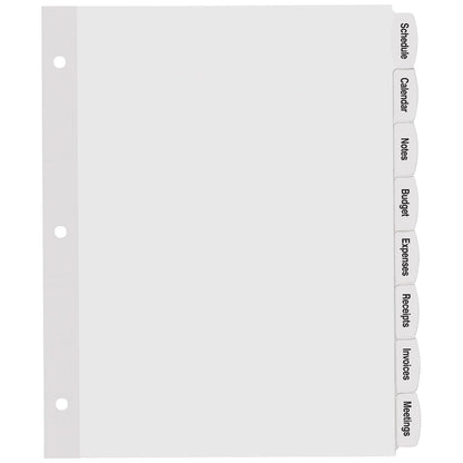 Avery - Separadores de etiquetas blancas imprimibles con pestañas grandes para carpetas de 3 anillos, 8 pestañas por juego, blanco, ideal para suministros de oficina, suministros escolares