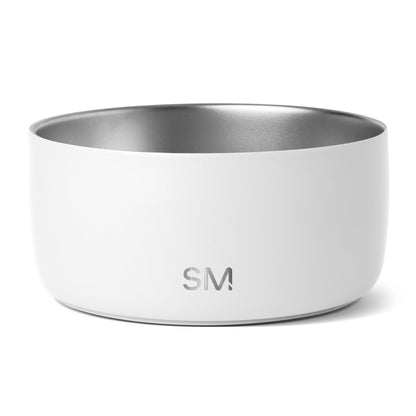 Simple Modern Tazón de Acero Inoxidable para Mascotas, Doble Pared - 4 Cups - Winter White