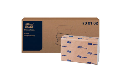 Tork Toallas de Papel Interdobladas para Manos Hoja Simple – Toalla para Dispensador Institucional 100% Reciclada, 21x14 cm, Blanca – Caja 8 Fajillas x 250 Hojas (2,000 Hojas)
