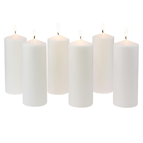 Stonebriar - Velas altas blancas sin perfume, pilares de vela de 80 horas, perfectas para decoración, bodas, emergencias, 3 x 8 pulgadas, 6 unidades