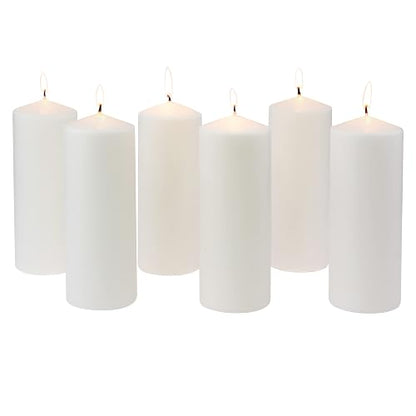 Stonebriar - Velas altas blancas sin perfume, pilares de vela de 80 horas, perfectas para decoración, bodas, emergencias, 3 x 8 pulgadas, 6 unidades