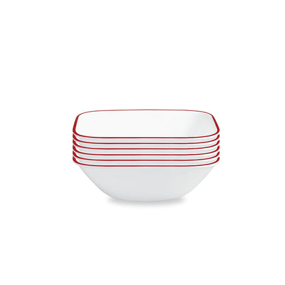 CORELLE 1107748 Square Splendor Tazon para Sopa Set de 6 Piezas, Large/25.4 cm, blanco