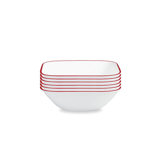 CORELLE 1107748 Square Splendor Tazon para Sopa Set de 6 Piezas, Large/25.4 cm, blanco