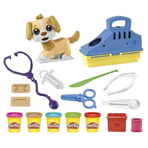 Play-Doh Hasbro Kit Veterinario con Cachorro, 10 Herramientas y 5 Colores