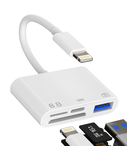 zoyuzan Lector de Tarjetas SD de Memoria para cámara Compatible con iPhone, Compatible con Lightning Macho a USB Hembra OTG Adaptador Micro TF Cargador Divisor de Carga de alimentación