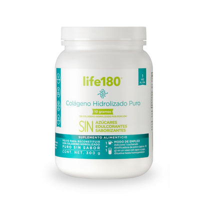 Life180 Colágeno Hidrolizado con Biotina y Vitamina E Sabor Naranja, Pack de 2 - Puro - 300 gr.