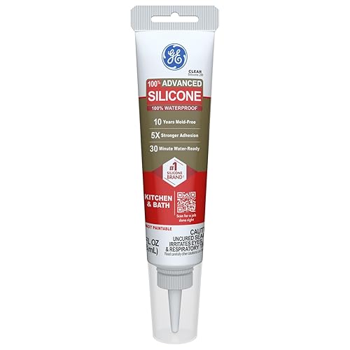 GE Advanced Calafatín de Silicona para Cocina y Baño | Transparente, 3.8 oz, 1 paquete, 100% silicona, impermeable