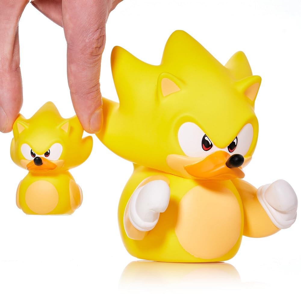 TUBBZ - Figura de Pato de Goma de Vinilo Coleccionable Super Sonic – Producto Oficial de Sonic The Hedgehog – TV Infantil, películas y Videojuegos