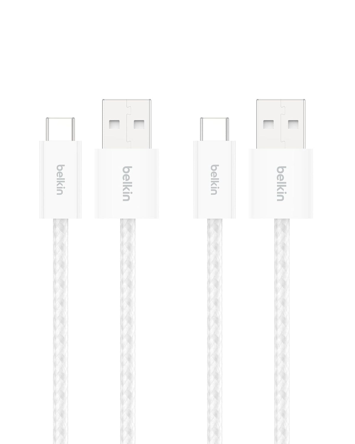 Belkin Cable trenzado USB-A a USB-C (1 M, 15 W) - Cable de carga rápida suave y flexible, cable de carga tipo C para iPhone 16 y 15 Series, Galaxy S25, Pixel 9, iPad Pro y más, color blanco (USB 2.0