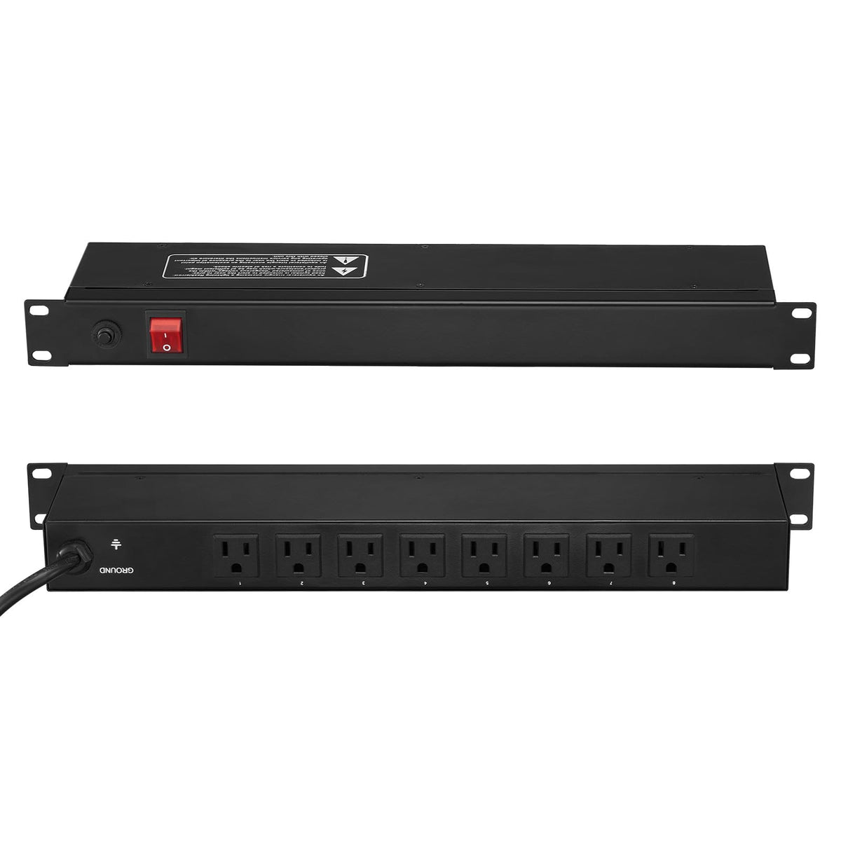 VEVOR PDU Regleta de Alimentacion Horizontal para Rack 19 Pulgadas - 8 interruptores individuales de salida