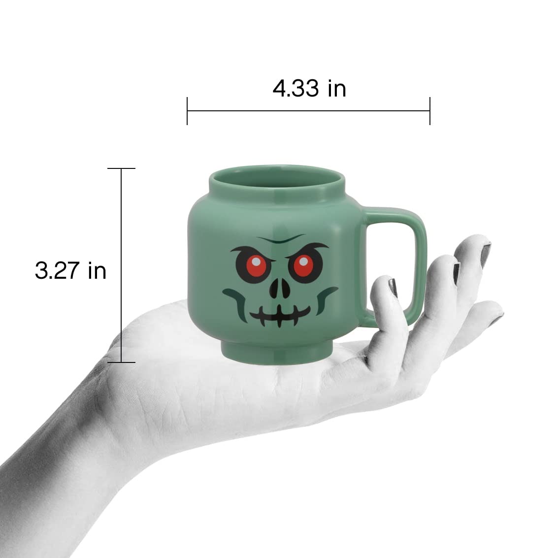 Room Copenhagen - Taza de cerámica con esqueleto verde lego, tamaño pequeño, 8 onzas