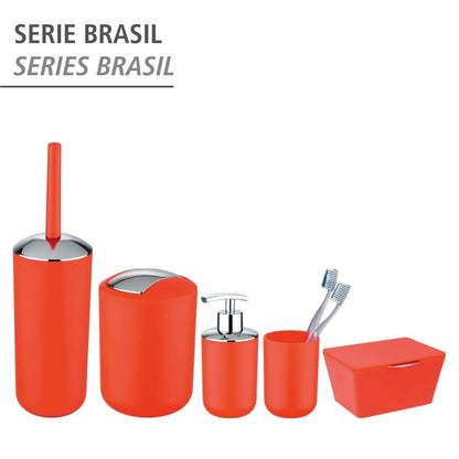 Wenko Brasil S - Cubo de basura con tapa oscilante, color rojo coral, absolutamente irrompible, capacidad: 2 L, plástico (TPE), 14 x 21 x 14 cm, color rojo coral