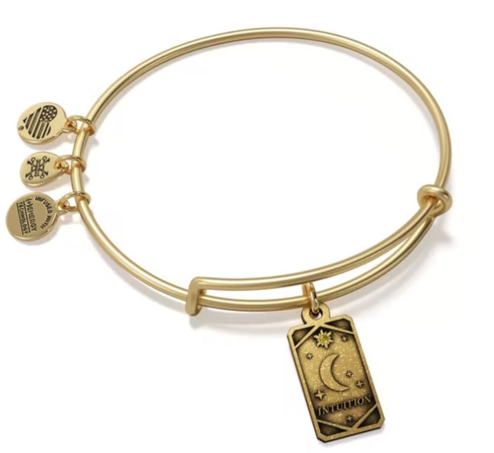 Alex and Ani Path of Symbols - Pulsera expandible para mujer, dije de oráculo de luna intuición, acabado dorado rafaeliano, 2 a 3.5 pulgadas, Una talla, Latón, Sin gemas.